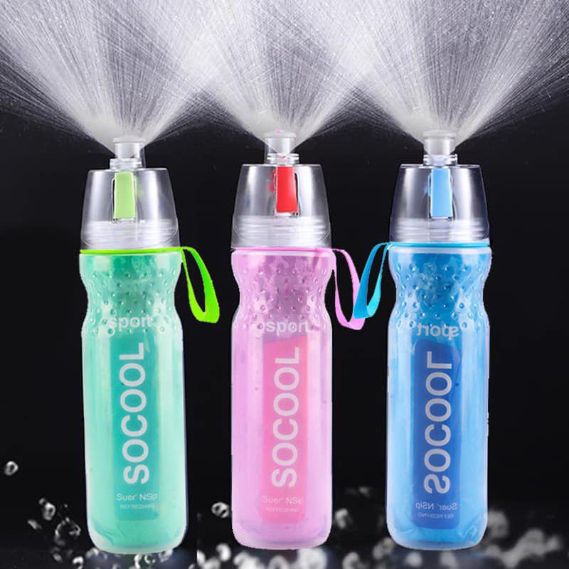 Bình nước Xịt phun sương Thể Thao chỗng vỡ SOCOOL 2 lớp giữ đá lạnh