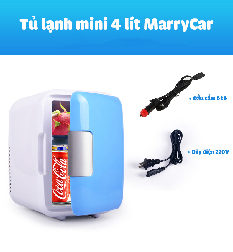 Tủ lạnh mini 2 chế độ nóng lạnh 4 lít MarryCar MR-TL4L cho gia đình và ô tô