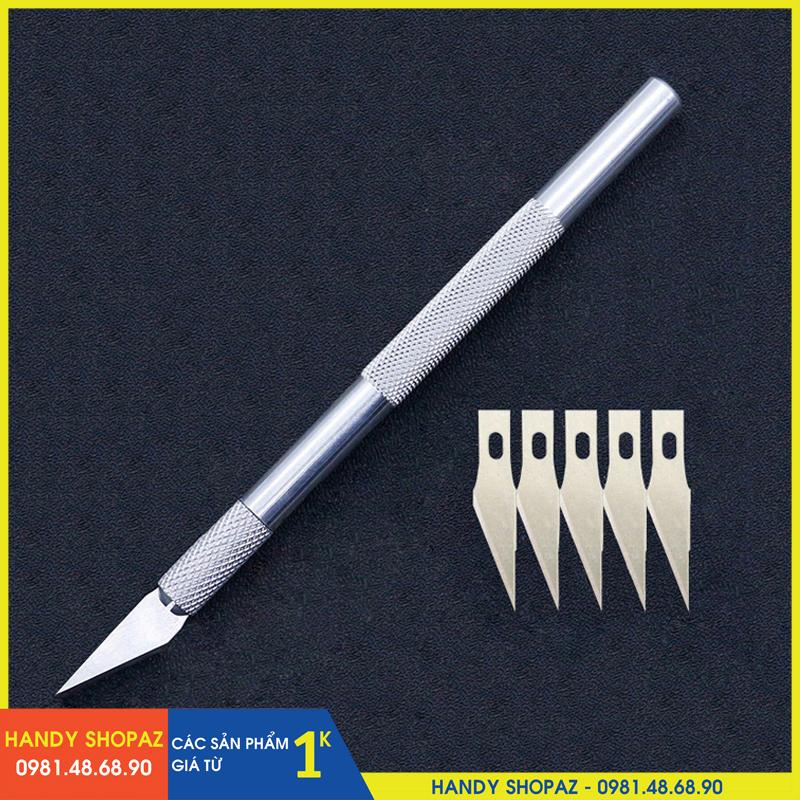 (KÈM HỘP 5 LƯỠI CHO MỖI BỘ) Combo 5 Bộ Dao Khắc Đa Năng, Điêu Khắc Gỗ Nghệ Thuật Cán Nhôm Dài 14cm HSA1123