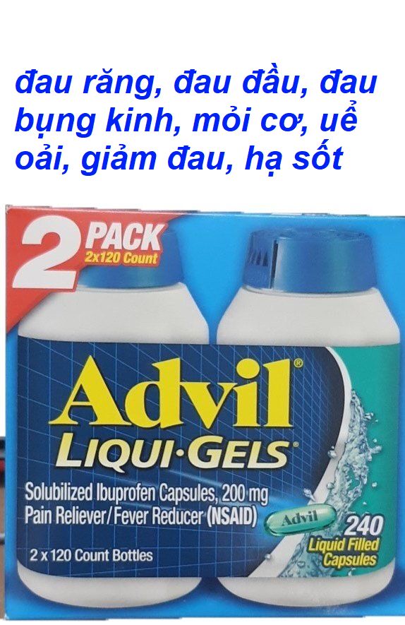 Viên giảm đau Advil Liqui-Gels 200 mg, 1 hộp 120 viên