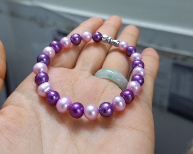 [HCM][ hot..hot ] Vòng tay ngọc trai 8ly hồng tím mang bình anhình shop chụp thực tếhàng gia công