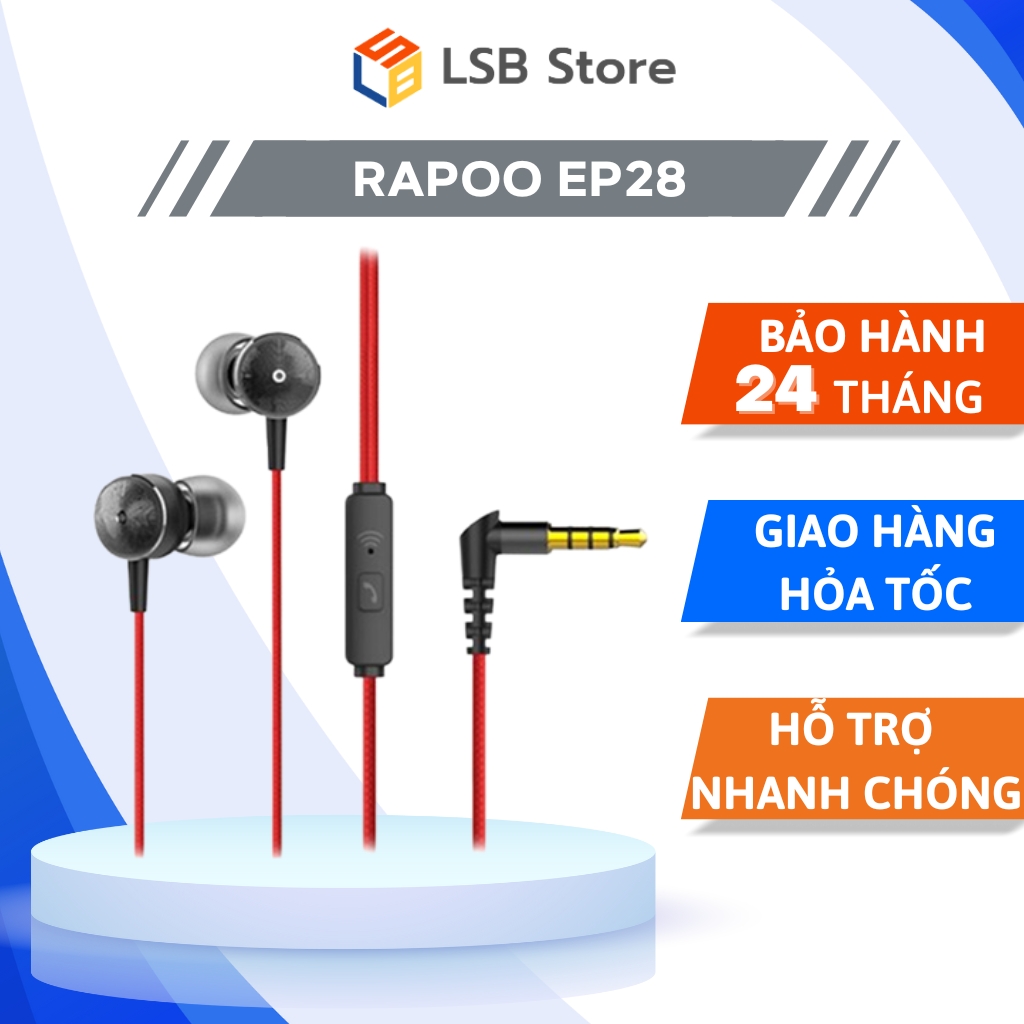 Tai nghe có dây nhét tai rapoo ep28 | hàng chính hãng | bảo hành 12 tháng | lsb store
