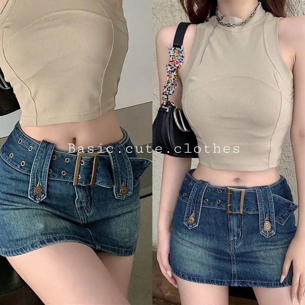 Set áo croptop và chân váy bút chì xinh như ngọc trinh