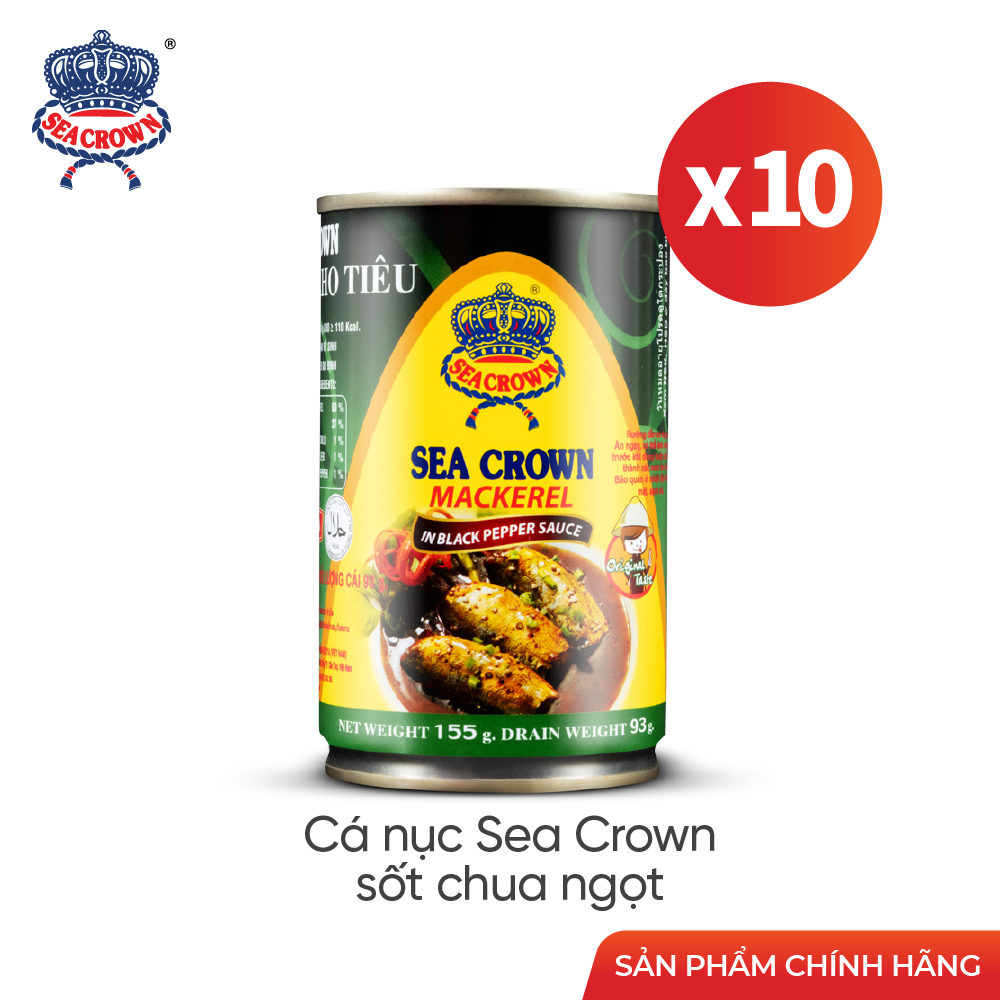 Combo 10 lon Cá Nục Sea Crown kho tiêu
