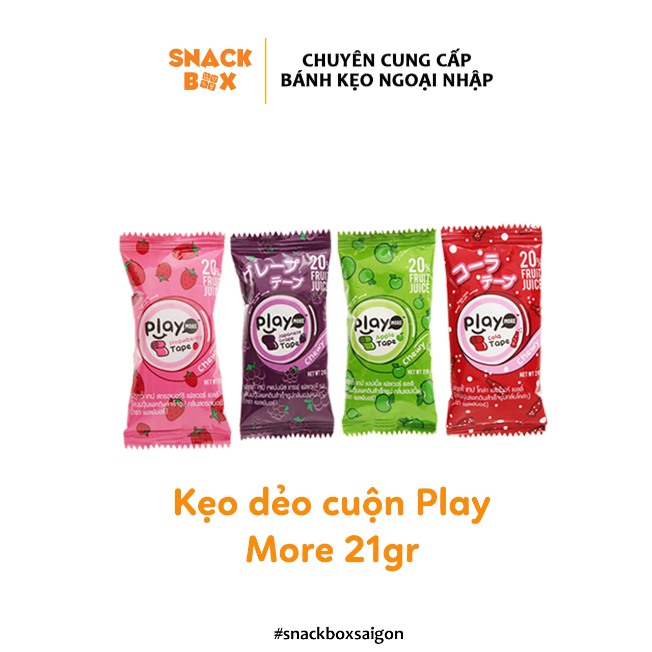 4 Vị Kẹo Dẻo Cuộn Play More 4 Vị Trái Cây 21gr - Thái Lan