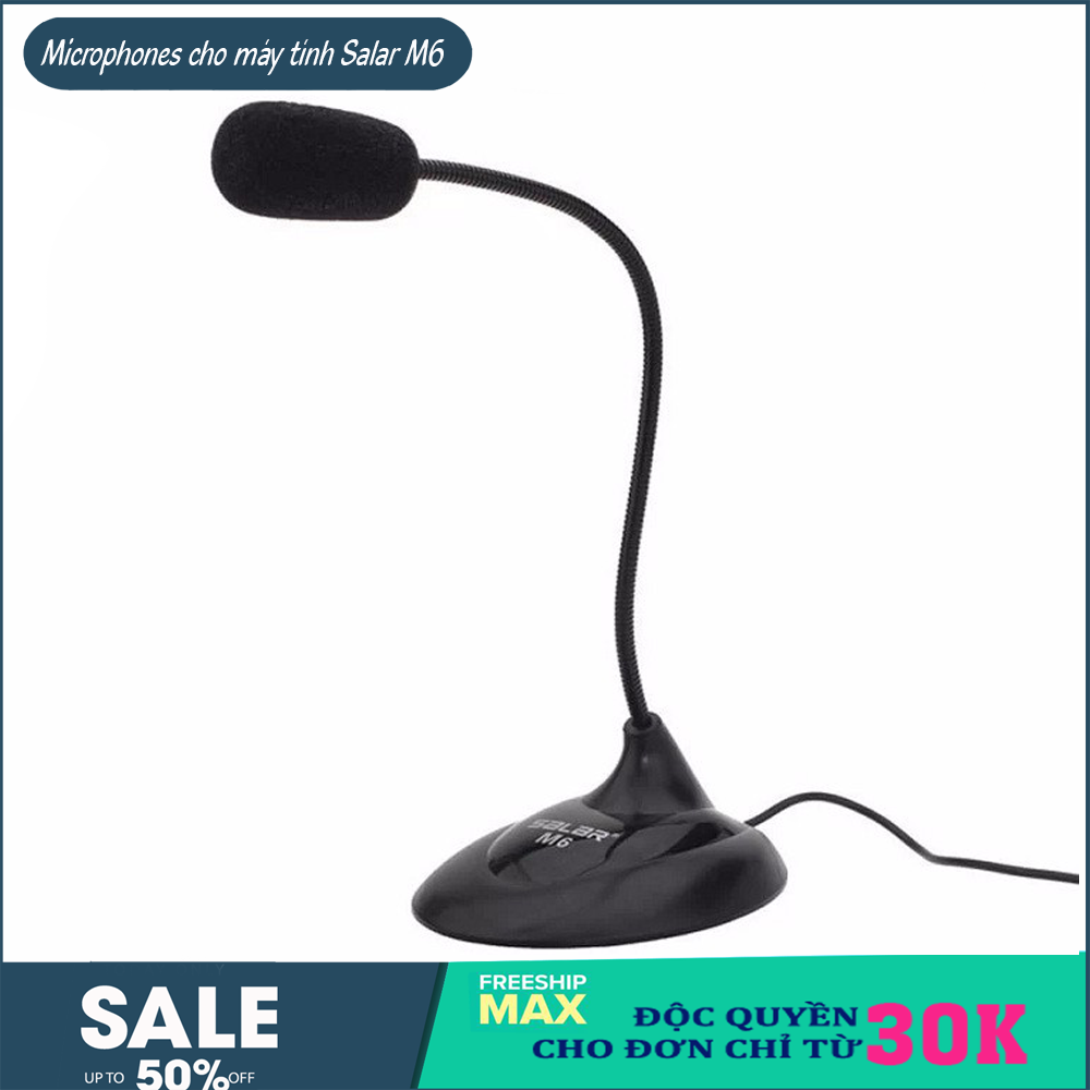 Microphones cho máy tính Salar M6 - Micro karaoke, Míc Thu Âm, Míc Hát Karaoke, livestream Salar M6 giắc cắm 3.5mm cho máy tính (Đen)