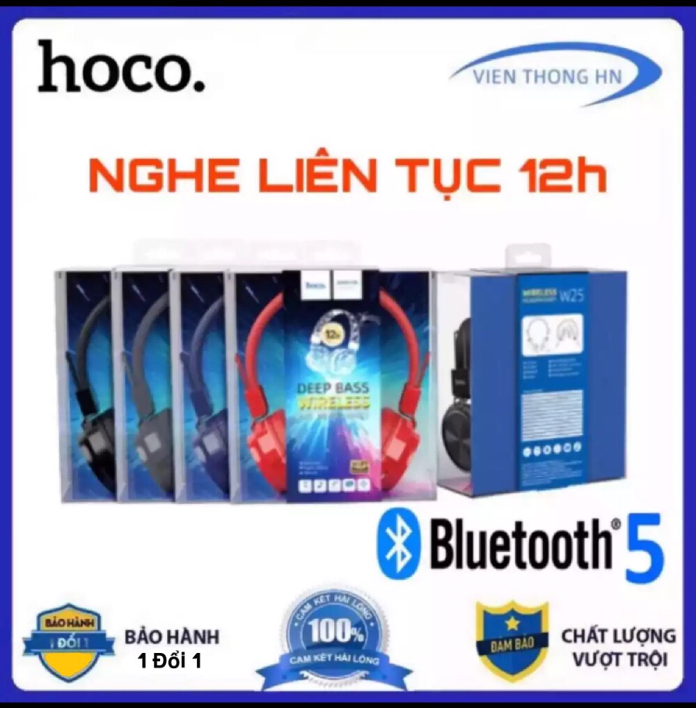 Tai nghe chụp tai bluetooth 5.0 hoco w25 Over ear HeadPhone - tai nghe thể thao siêu bass chuyên game