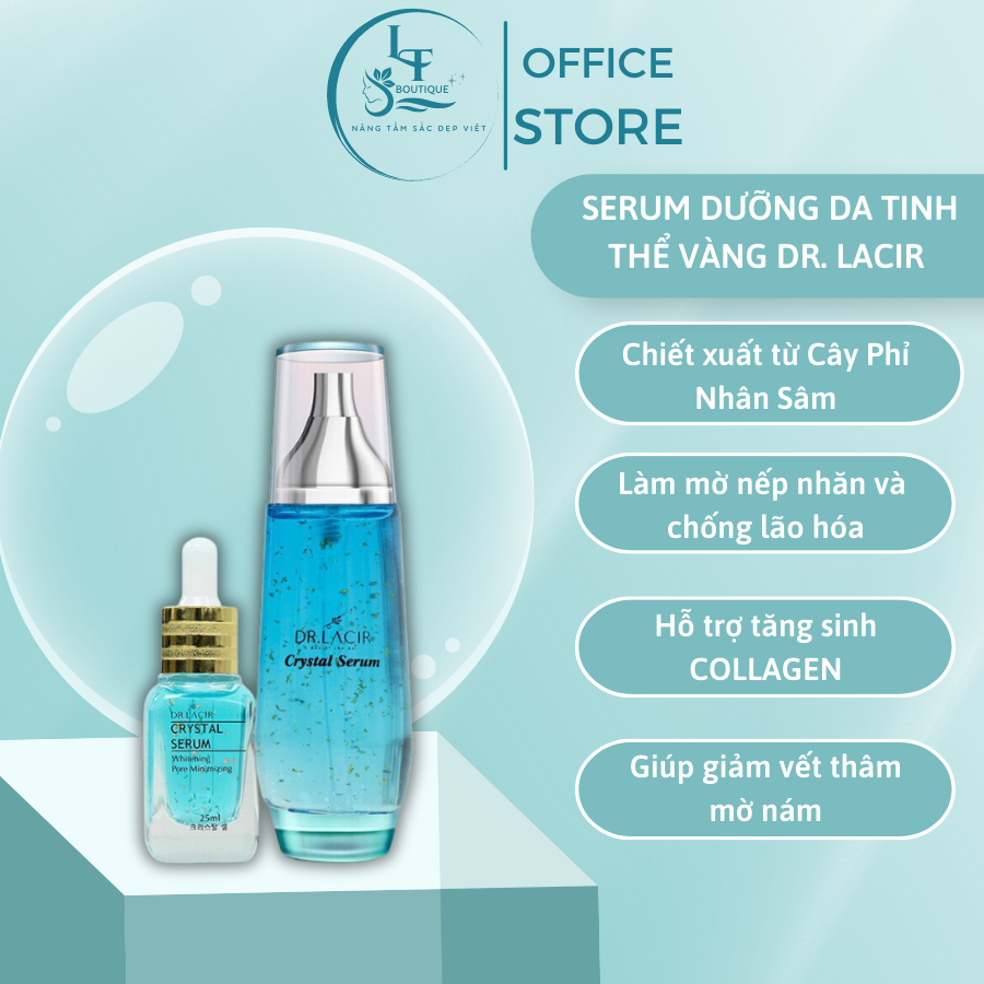 Serum Dưỡng Da Mặt TINH THỂ VÀNG DR.LACIR Ngăn Ngừa Lão Hóa, Mờ Nếp Nhăn, Tăng Sinh Collagen, Giảm Thâm Nám, Dưỡng ẨM Sâu Từ Bên Trong, Giúp Da Trở Nên Mịn Màng CLT BOUTIQUE.