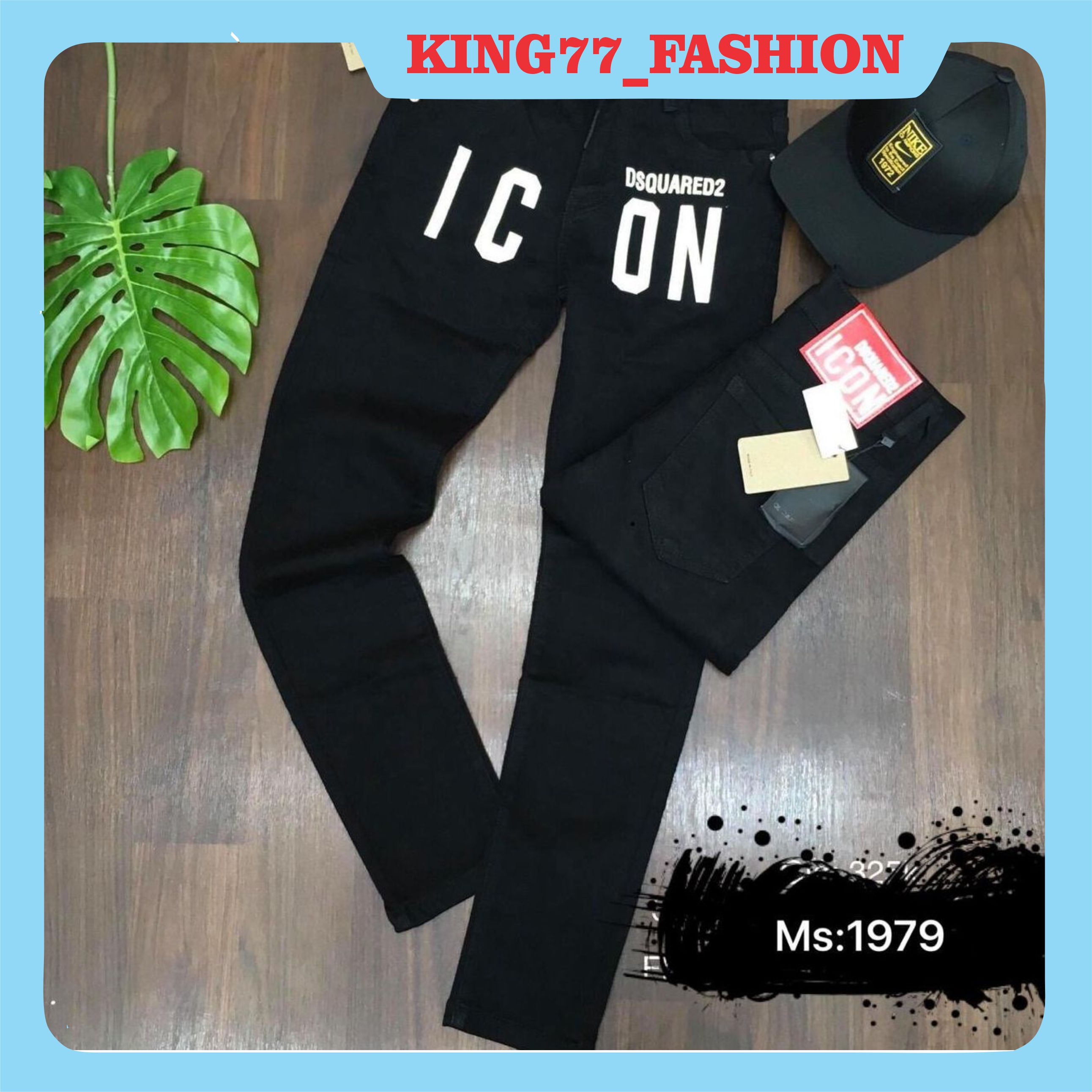 Quần jean nam đen ICON, quần jean nam đẹp 2022 chất bò vải dày co dãn from chuẩn dáng đẹp mẫu mới cao cấp KING77_FASHION