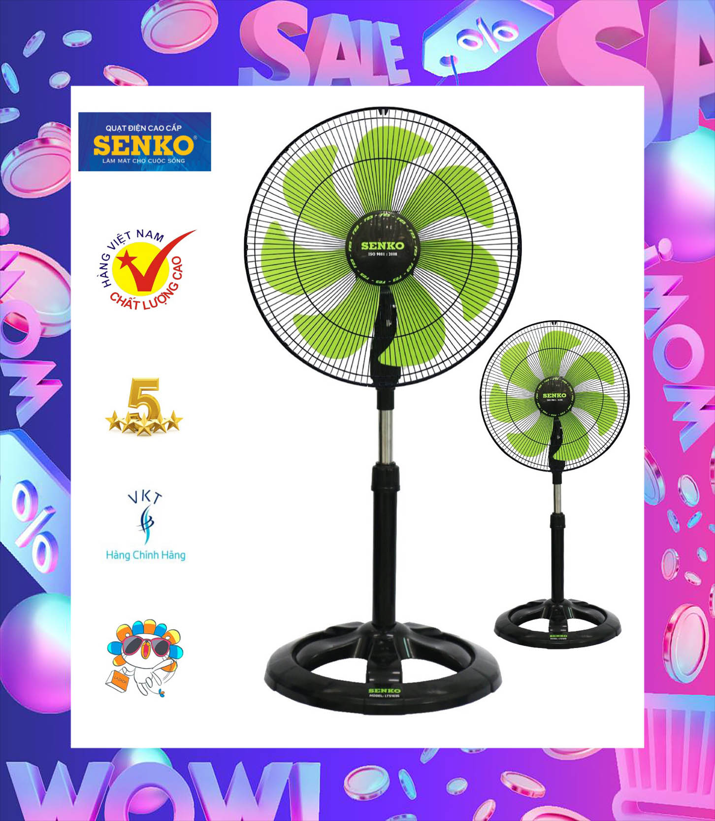 [FREESHIPMAX] Quạt lỡ thân sắt F23 Senko LTS1636 sải cánh 39cm 65W - Hàng Chính Hãng (giao màu ngẫu nhiên)