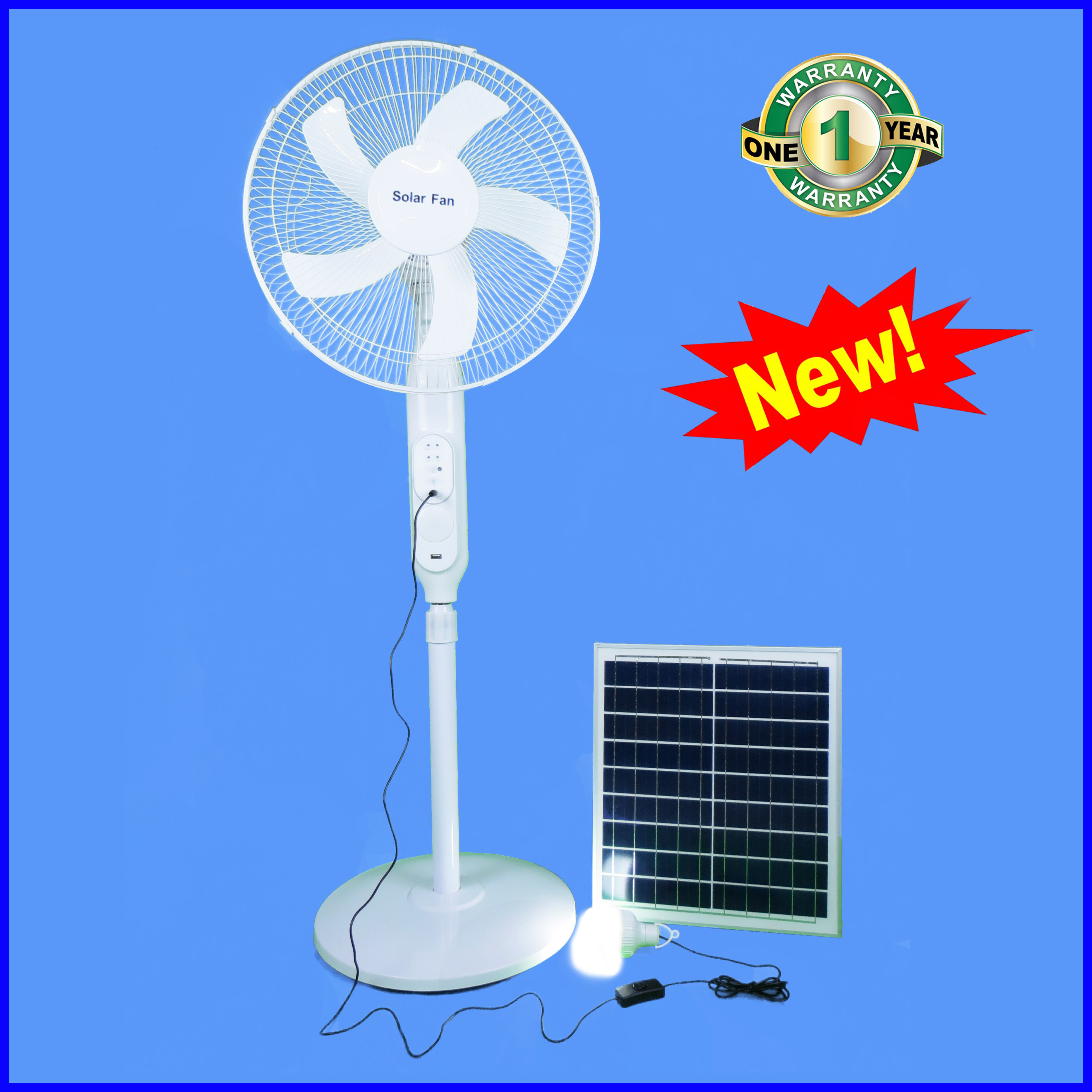 Quạt năng lượng mặt trời, quạt tích điện, quạt sạc Jindian JD 198F đa năng sạc điện thoại điều khiển từ xa có bóng đèn màu trắng