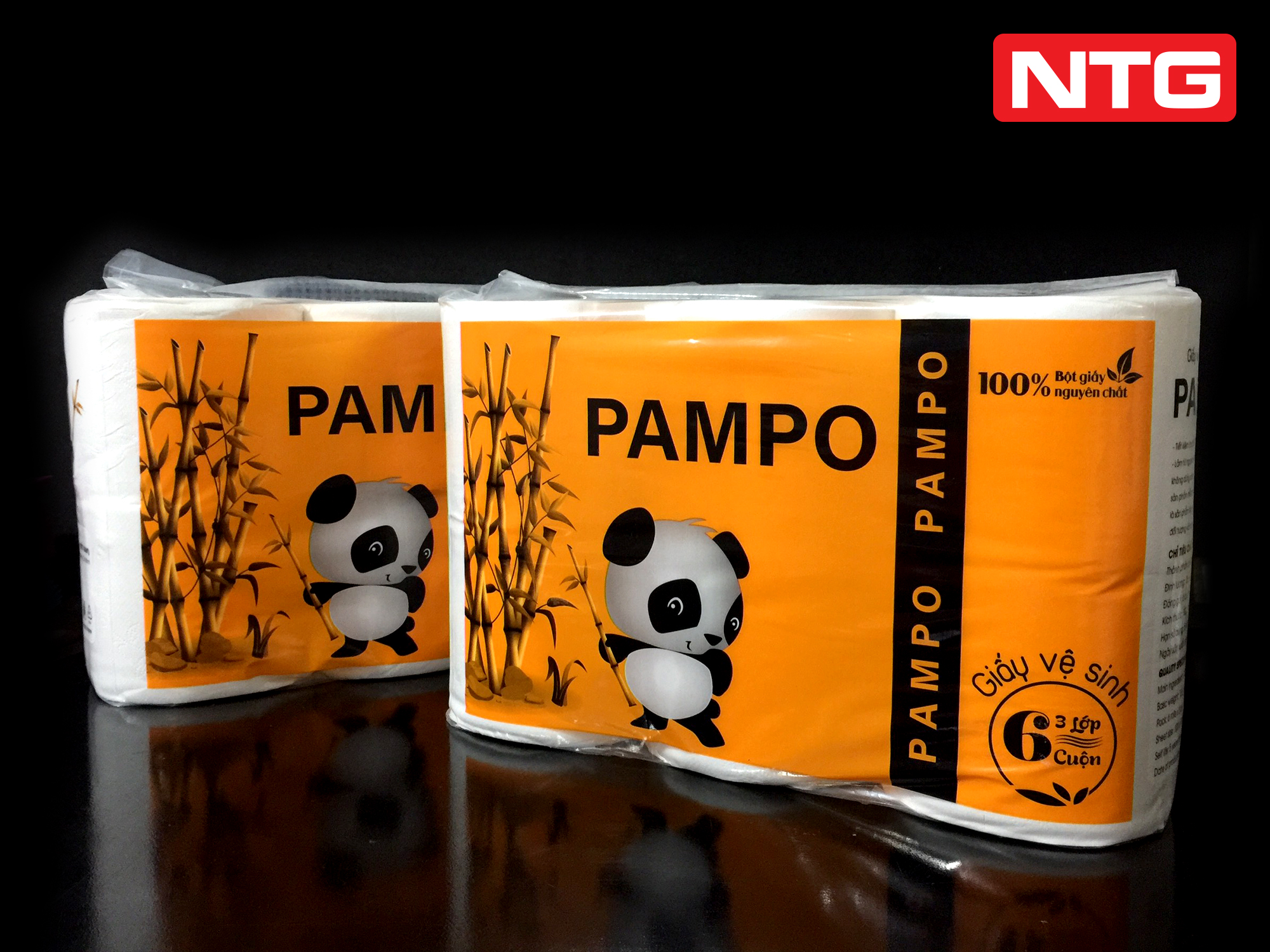Combo 2 gói -mỗi gói 6 cuộn giấy vệ sinh pampo 3 lớp giấy dai mịn cuộn lên đến 250 tờ