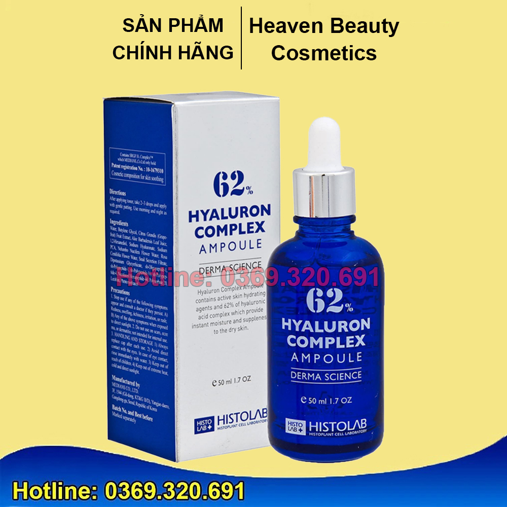 Tinh chất cấp ẩm, phục hồi da gogreen histolab 62% hyaluron complex ampoule derma science 50ml