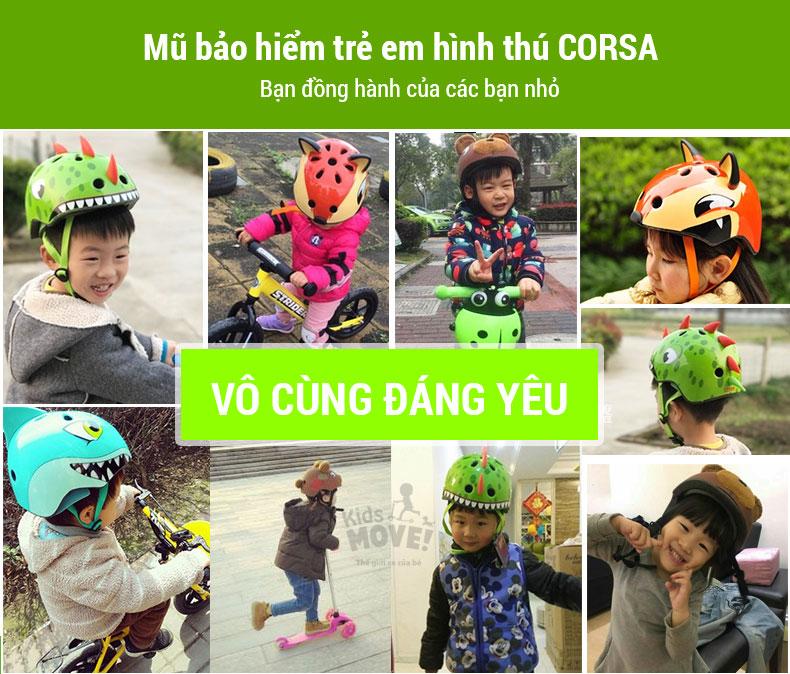 mũ bảo hiểm trẻ em hình thú Corsa