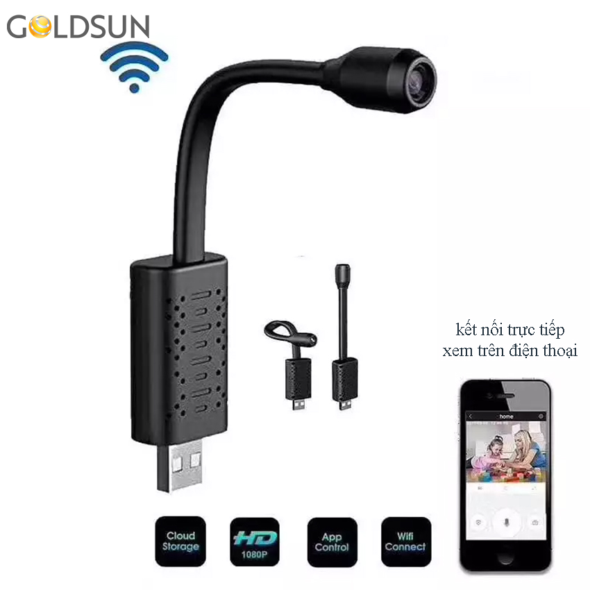 [Freeship+Quà 200k] Camera quan sát, Camera quan sát ẩn Camera mini WiFi 1080P Camera WFGSE24 Goldsun, tặng thẻ nhớ 32g 200k.