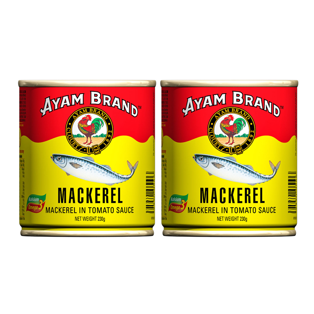 Lốc 2 hộp Cá thu sốt cà chua Ayam Brand 230g Chính hãng - Ayam Brand Mackerel in Tomatoes sauce 230g