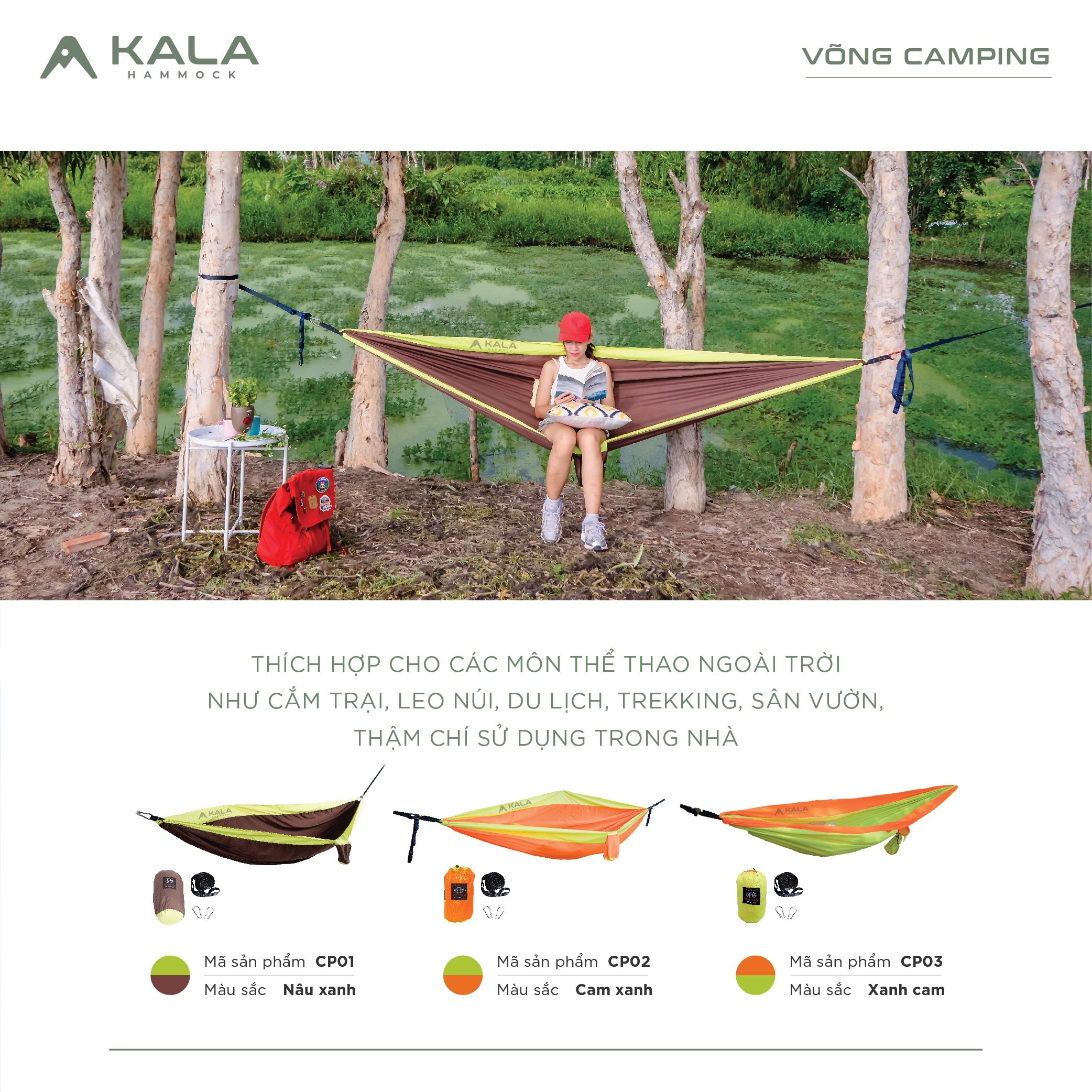 [HCM]Võng camping tặng dây đa năng và móc inox