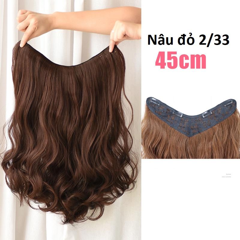 Tóc kẹp V xoăn dài 45cm, tóc giả nữ màu
