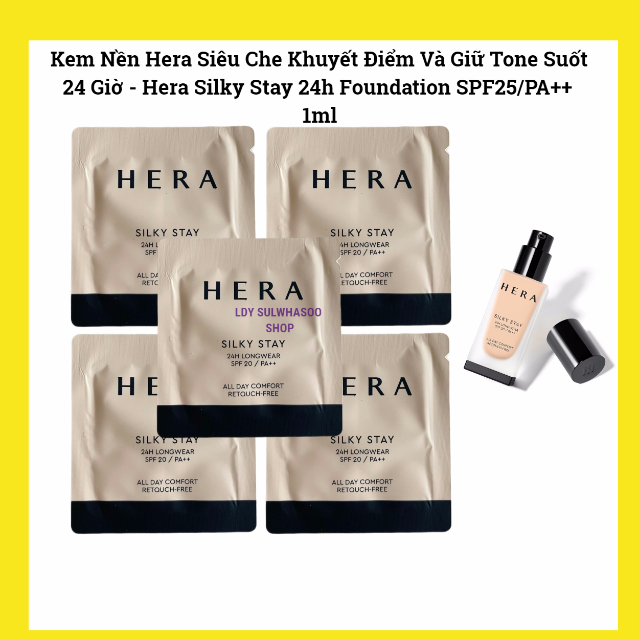 Kem nền hera ma thuật siêu che khuyết điểm và giữ tone suốt 24 giờ - hera glow lasting foundation spf25/pa++ 1ml