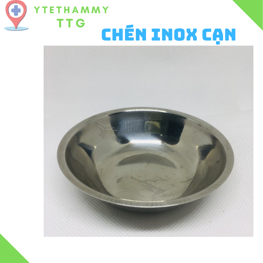 Chén inox y tế cạn kích thước 9.5x2.5cm dùng trong spa , ytethammyttg , không gỉ sét , bóng loáng , tiện dụng