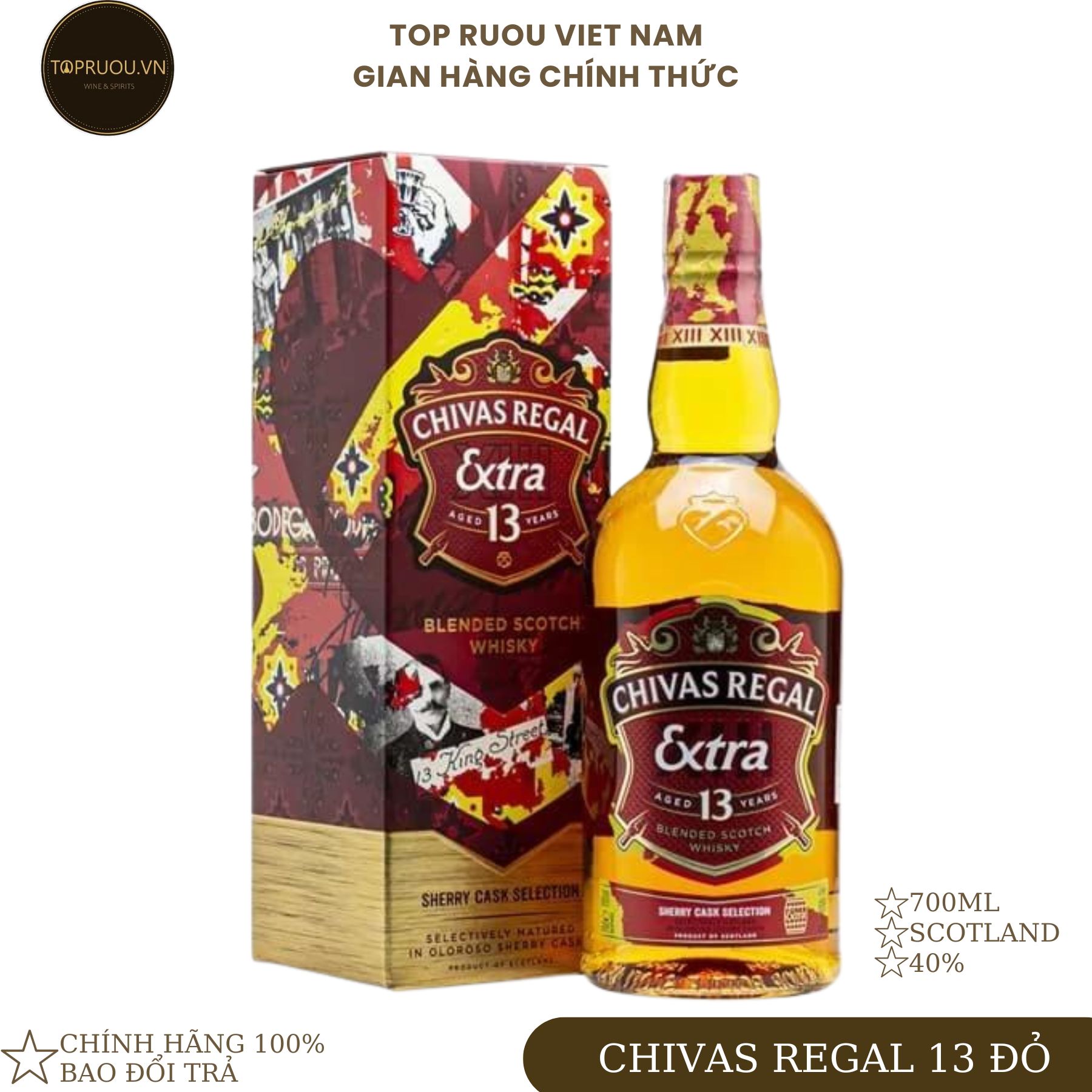Rượu whisky chivas regal 13 đỏ - 700ml