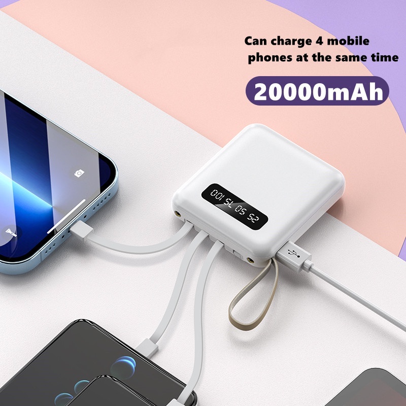 SALE PIN DỰ PHÒNG 20000MAH CAO CẤP, SẠC DỰ PHÒNG MINI 4IN1 THIẾT KẾ HIỆN ĐẠI SANG TRỌNG - PIN SẠC DỰ PHÒNG TÍCH HỢP 2 ĐÈN LED , HIỂN THỊ PHẦN TRĂM PIN, BH 1 ĐỔI 1 TRONG VÒNG 7 NGÀY