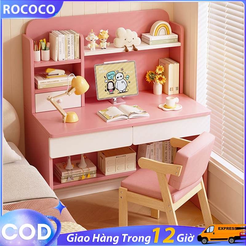 Rococo Bàn học trẻ em có ngăn kéo giá để sách 1m/1m2 MFC/MDF bàn làm việc gỗ hàng min đẹp Giá tốt