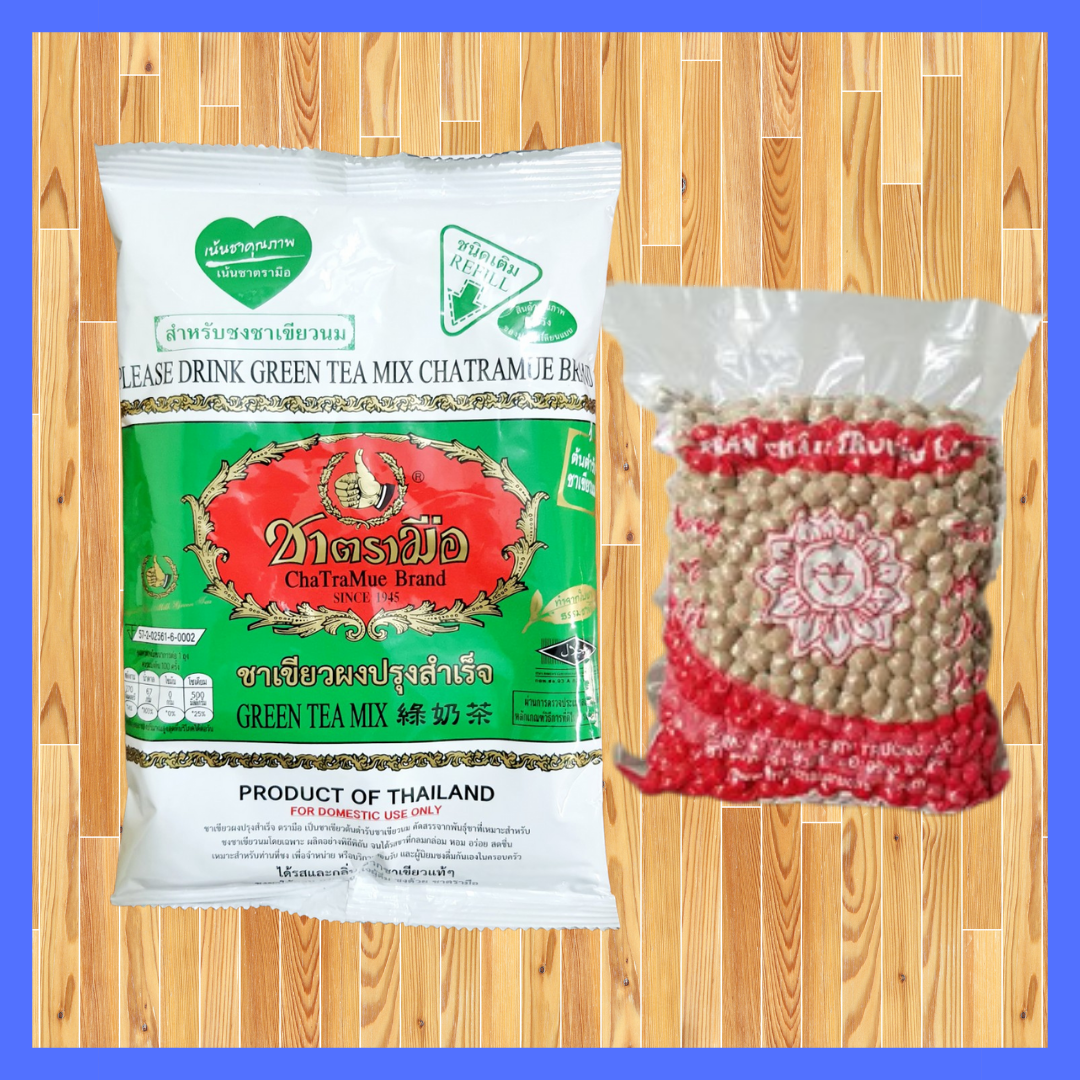 (COMBO)   01 Gói trà xanh Thái Lan 200g + 01 Gói trân châu đen Trường Lạc 1Kg