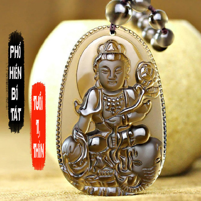 Dây chuyền chuỗi hạt - Chuỗi đeo phật bản mệnh đá màu xám khói X1