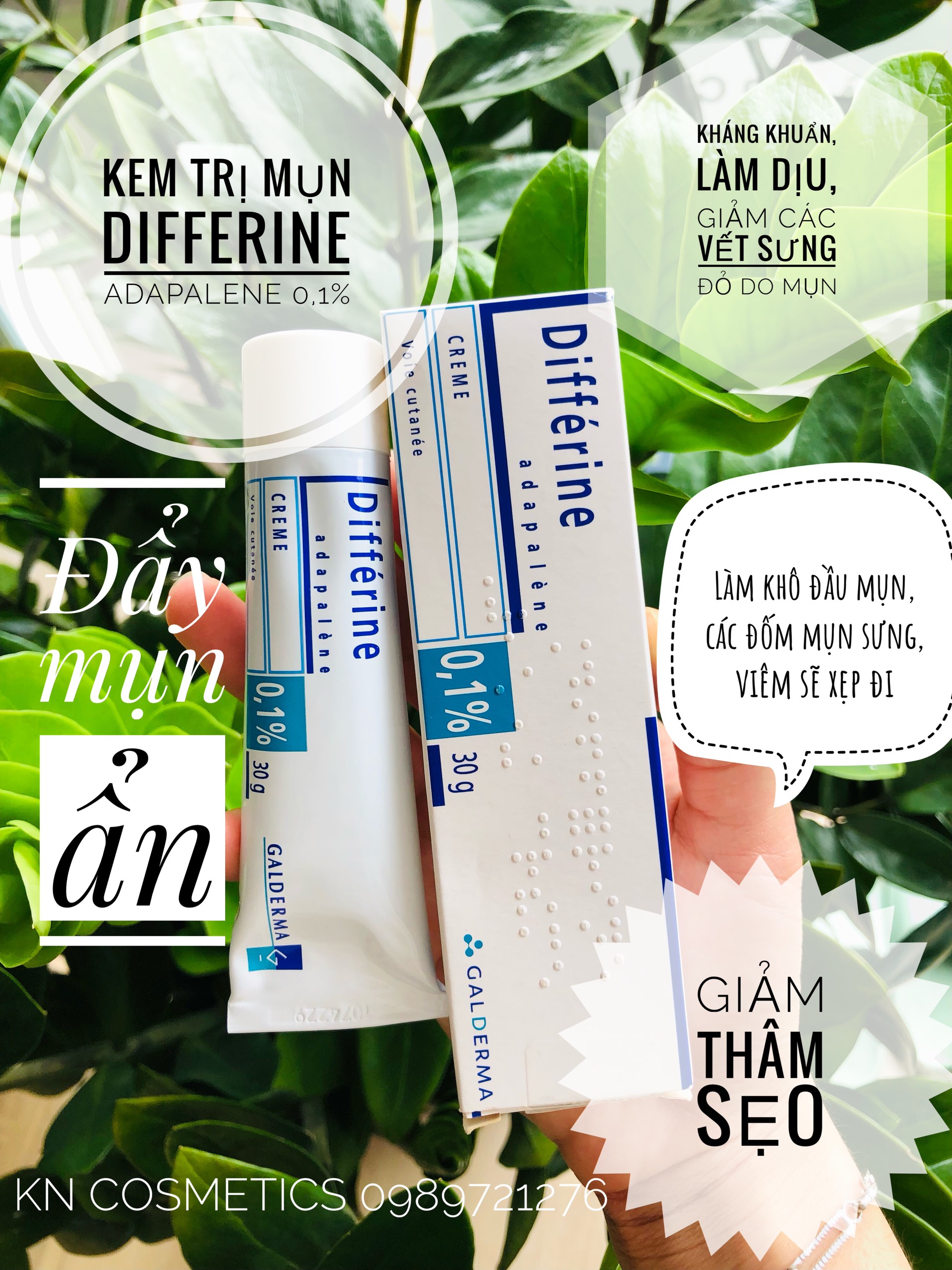 𝐃𝐢𝐟𝐟𝐞𝐫𝐢𝐧e  Gel 0.1 𝐀𝐝𝐚𝐩𝐚𝐥𝐞𝐧𝐞 - Gel Giảm Mụn Trứng Cá, Mụn Ẩn, Mụn Đầu Đen, Giảm Sưng Tấy Đỏ, Chống L