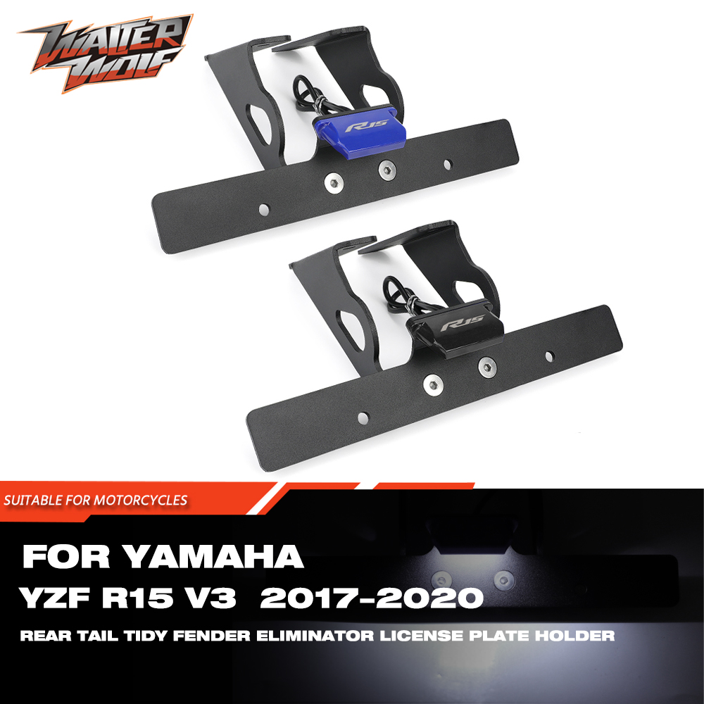 Xe máy số tấm khung đuôi gọn gàng ánh sáng chủ cho Yamaha yzfr15 YZF R15 V3 2017 2019 2020 phía sau Fender giấy phép Led khung