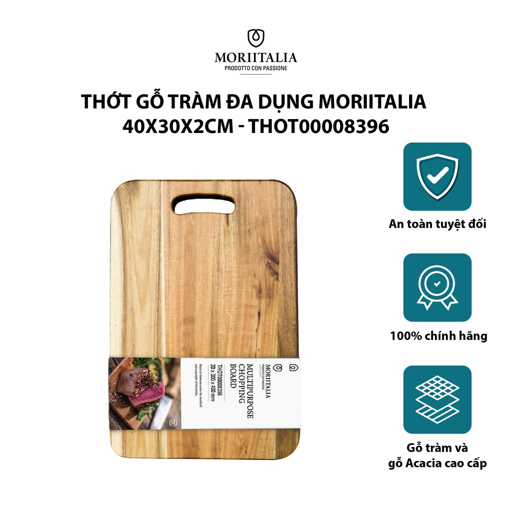 Thớt gỗ tràm moriitalia tiện lợi độ bền cao 40x30x2cm thot00008396