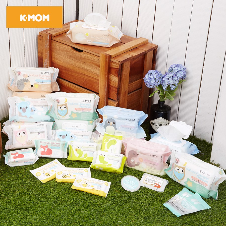 [HCM]MUA 2 TẶNG 1 Combo KHĂN ƯỚT CAO CẤP K-MOM HÀN QUỐC VÂN NỔI CÓ NẮP ( 100 TỜ )