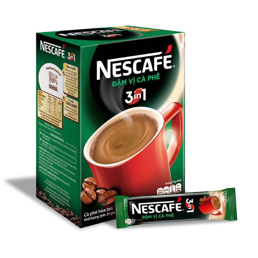 Nescafe 3in1 hộp xanh 17gx20 gói