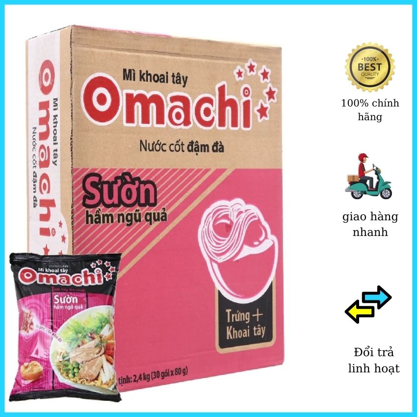 [HCM] Mì khoai tây Omachi 3 hương vị ,sườn hầm ngũ quả, xốt bò hầm, tôm chua cay 80g Và[Combo 10 Gói] MOMC01