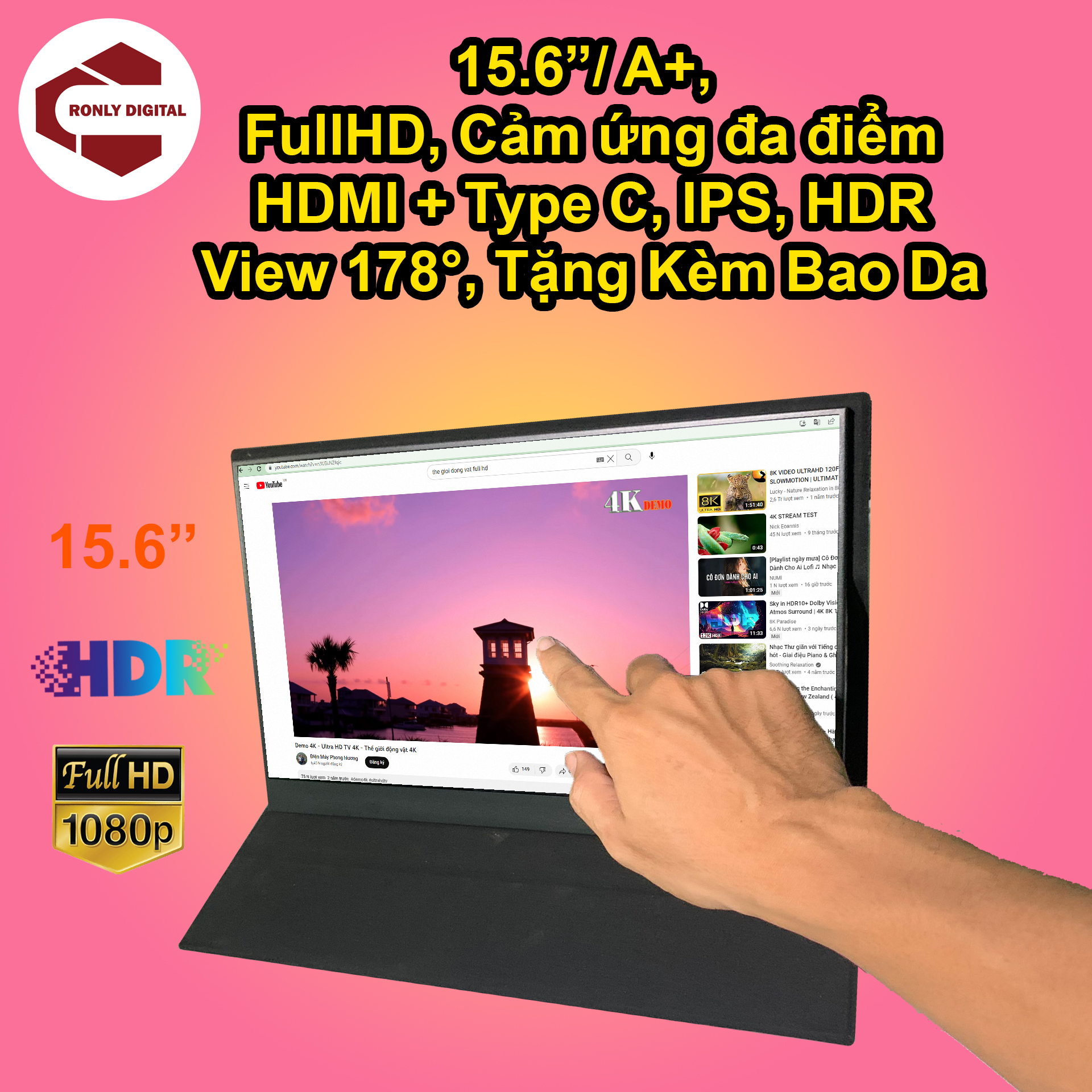 Màn hình di động 15.6 inch cảm ứng FHD kết nối HDMI TYPE C HDR man hinh di dong 15 inch màn hình mở rộng 15.6 inch màn hình di động 156 inch cảm ứng màn hình vi tính extend screen 15.6 inc