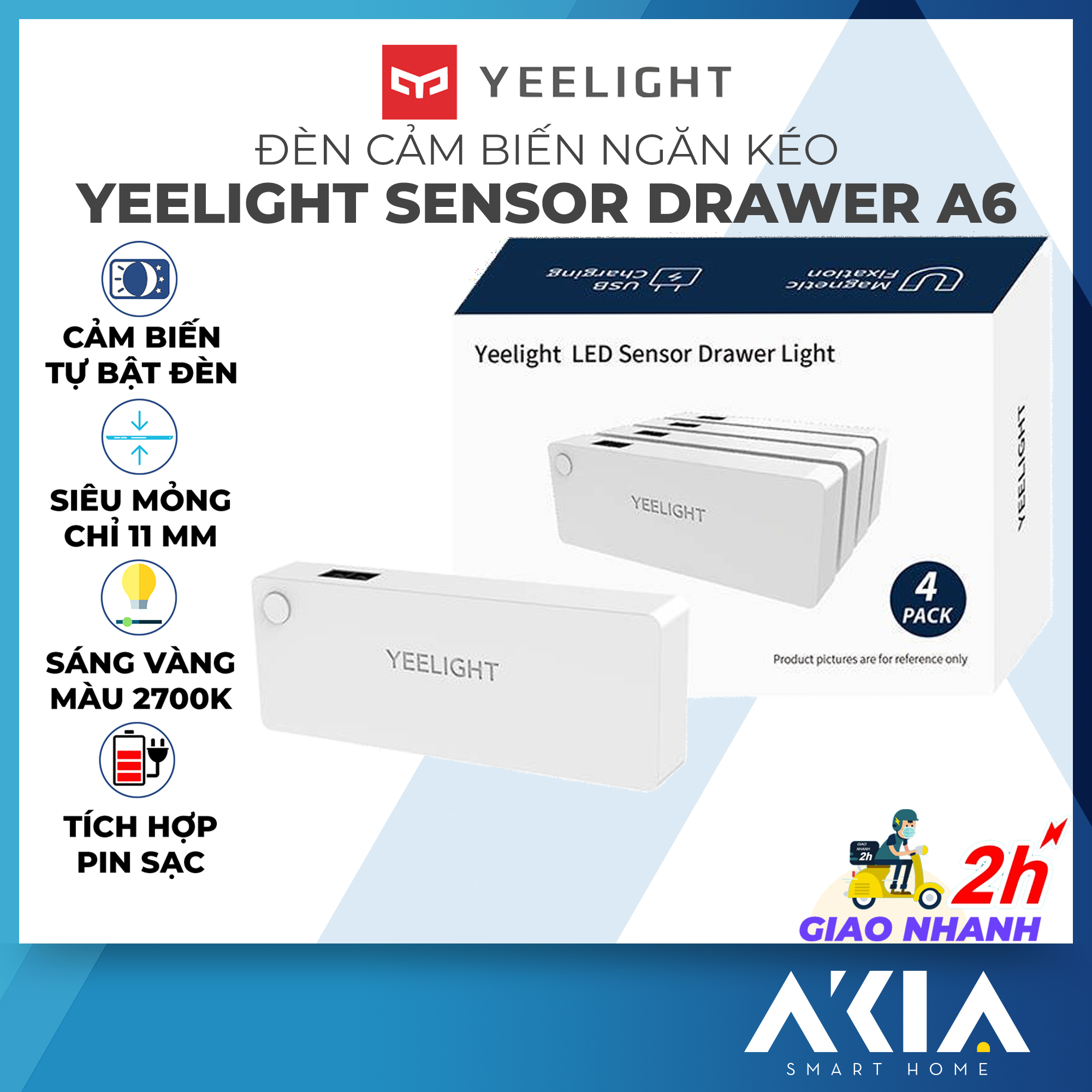 Yeelight LED Indoor Motion Sensor Light for Drawer 4pcs