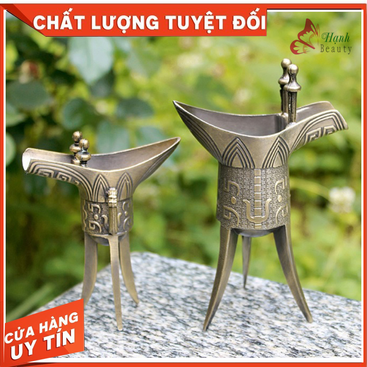 Ly rượu đồng 3 chân giả cổ thời Tần Thủy Hoàng cao cấp