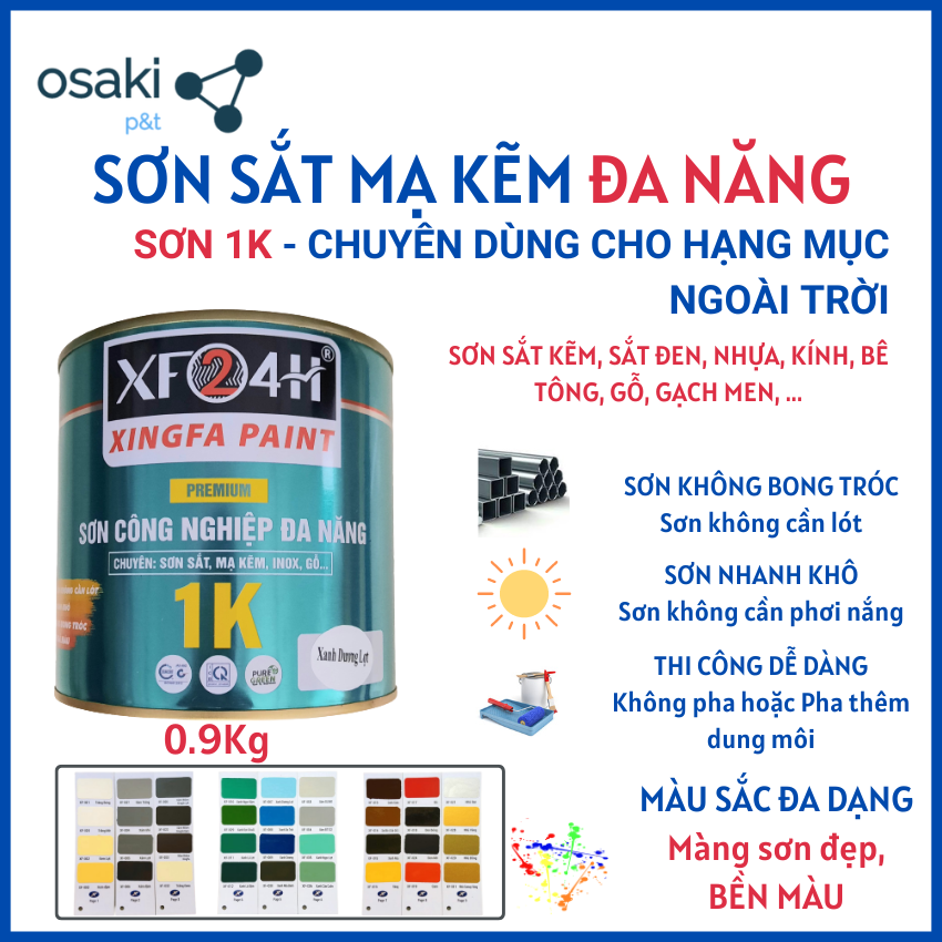 SƠN SẮT MẠ KẼM 1K - 24H, SƠN NGOÀI TRỜI, NHƯ SƠN 2 THÀNH PHẦN [900Gr/Lon] - XINGFA