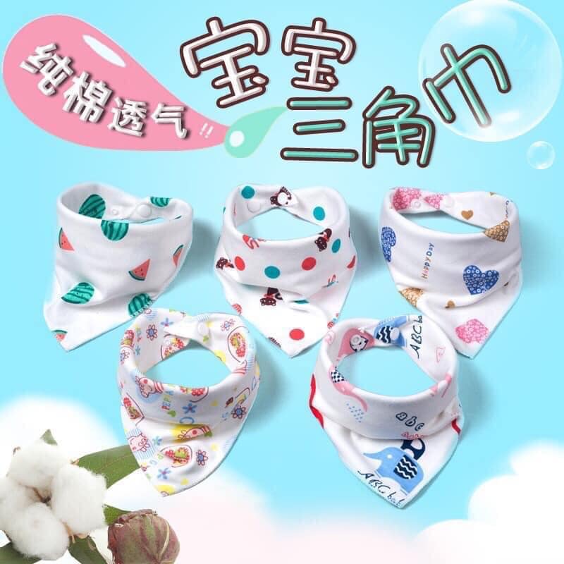 Bộ 10 khăn yếm tam giác quàng cổ giữ ấm cho bé bằng cotton