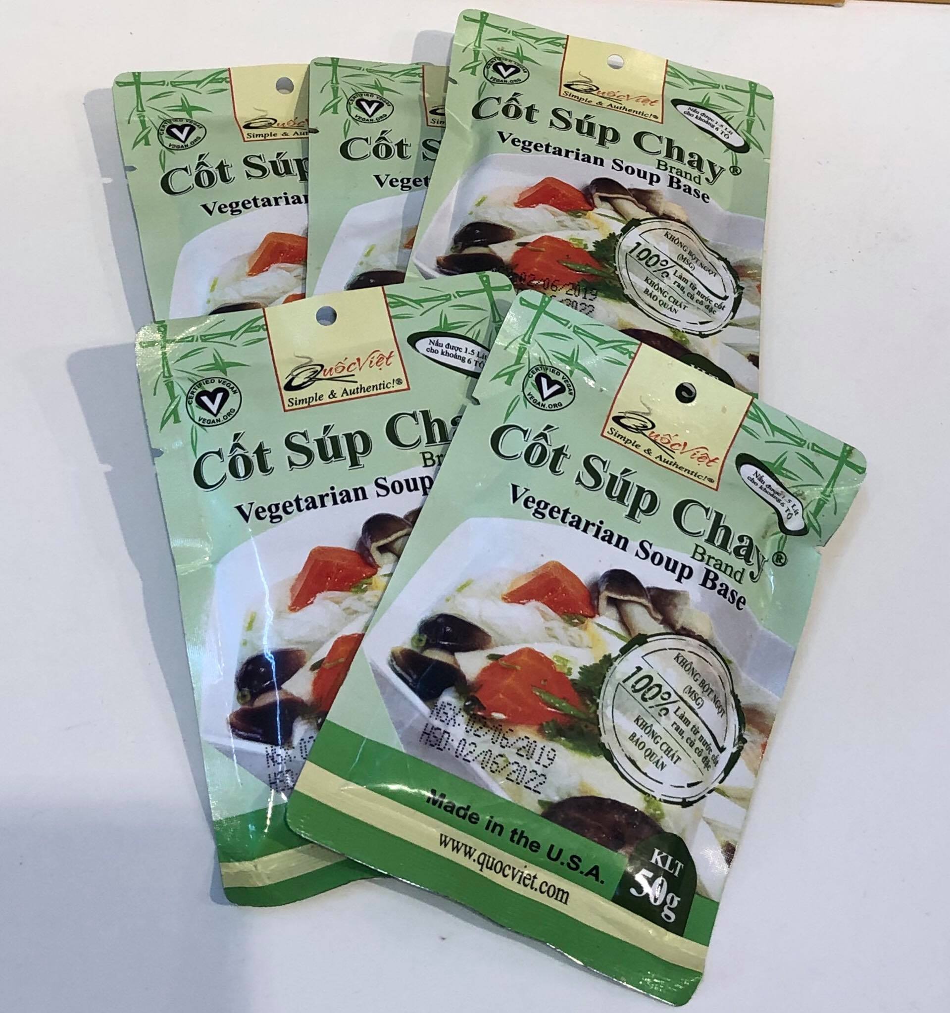 GIA VỊ NẤU CỐT SÚP CHAY QUỐC VIỆT FOODS 50G