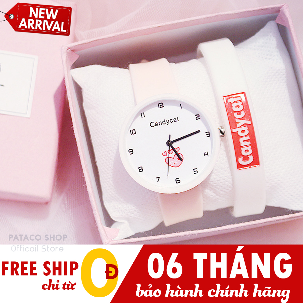 Đồng hồ nam nữ hình thả tim Candycat C88 siêu đáng yêu dây silicon bền bỉ kháng nước sinh hoạt nhẹ