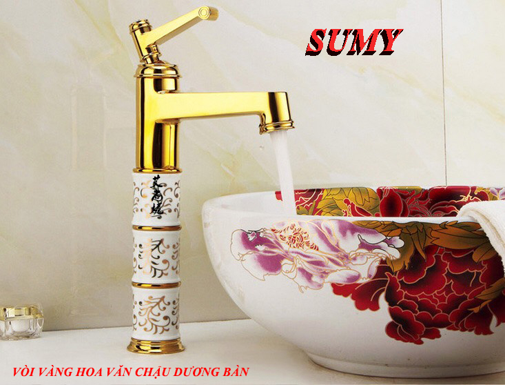 VÒI VÀNG HOA VĂN CAO CẤP SUMY SL-182 ( VÒI CAO 30 CM)