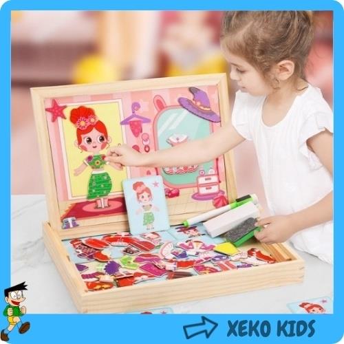 Bộ đồ chơi trẻ em xếp ghép hình nam châm từ tính bằng gỗ cho béđồ chơi thiết kế thời trangghép hình động vật ghép số