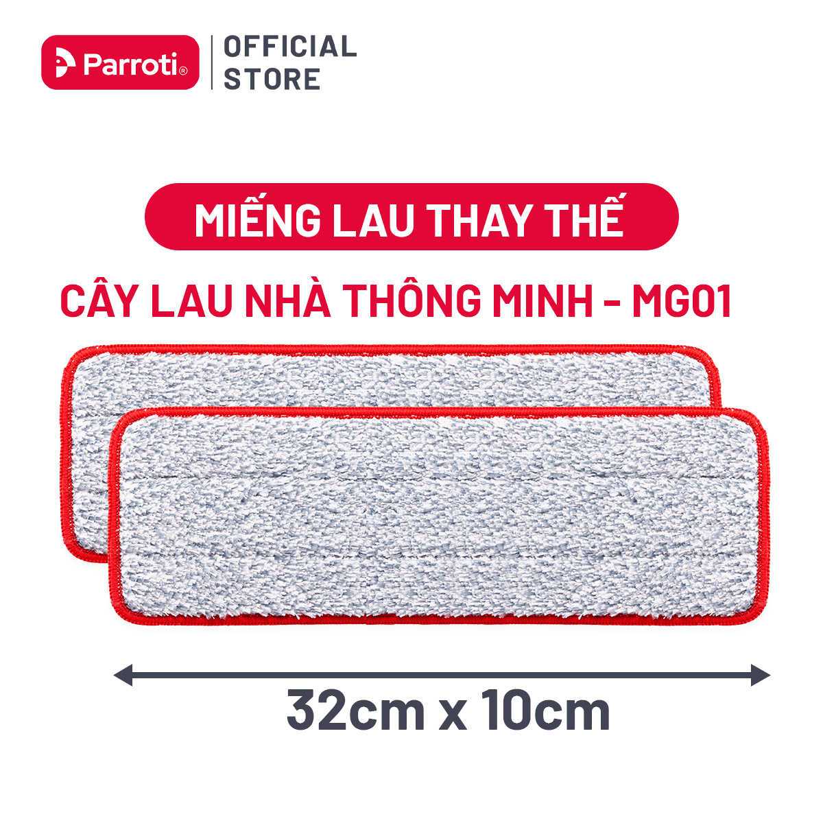 Combo 2 Miếng Lau Nhà (Bông Lau Microfiber Cao Cấp) Parroti Magic PAD-MG01 - Kích Thước 32x10 CM