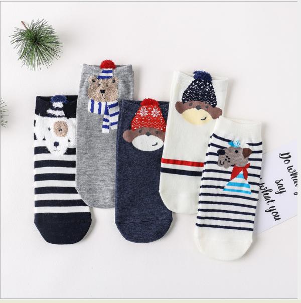 Set 5 đôi tất/vớ nữ hình gấu tuyết noel đáng yêu - qitishop