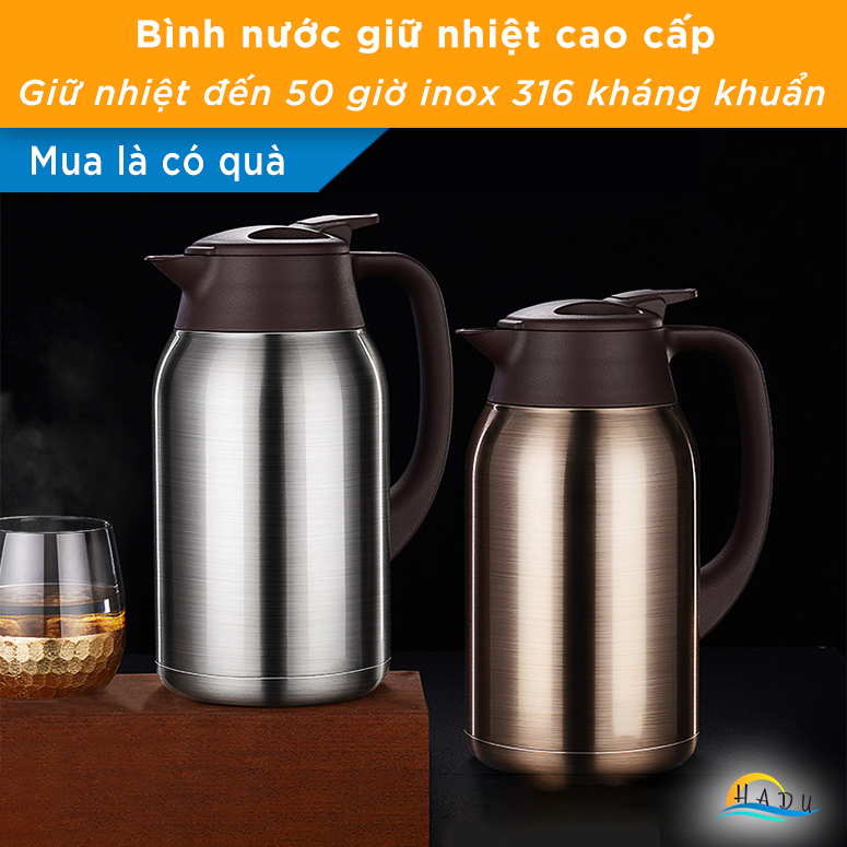 Bình nước giữ nhiệt 2 lít inox cao cấp đạt chất lượng đức ssgp