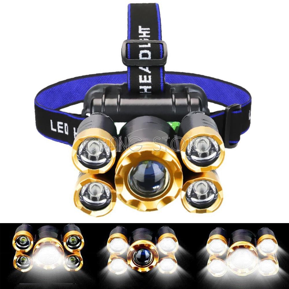 Đèn pha led siêu sáng – siêu phẩm chiếu sáng ngoài trời đèn pin đội đầu đeo trán 5 bóng t6 siêu sáng kèm pin sạc siêu tiện lợi bảo hành 1 đổi 1