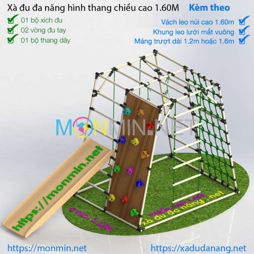 Xà đu đa năng Satech - Khung vận động cho bé - Hình hộp thang cân - Bộ cao 1.8m: Trò chơi 1 3 4 5 6 7 16