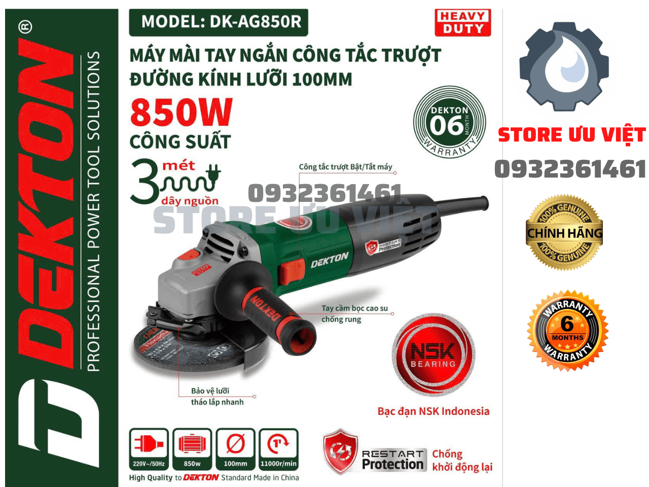 Máy mài tay ngắn trượt dk-ag850r chính hãng dekton giá tốt